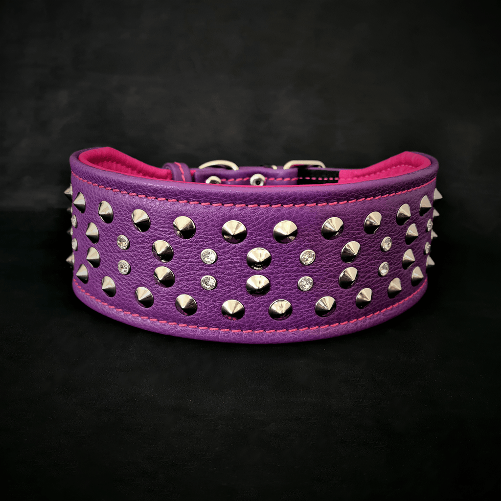 "Crystal" 2.8 inch wide soft leather collar