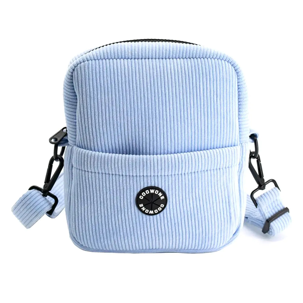 COOWONE Dog Treat Pouch BagVelvet Dog Walking Fanny Pack Built-in Poop Bag Dispenser | Large Capacity Pet Travel Training Bag for Treats Kibbles Pet Toys (Blue)