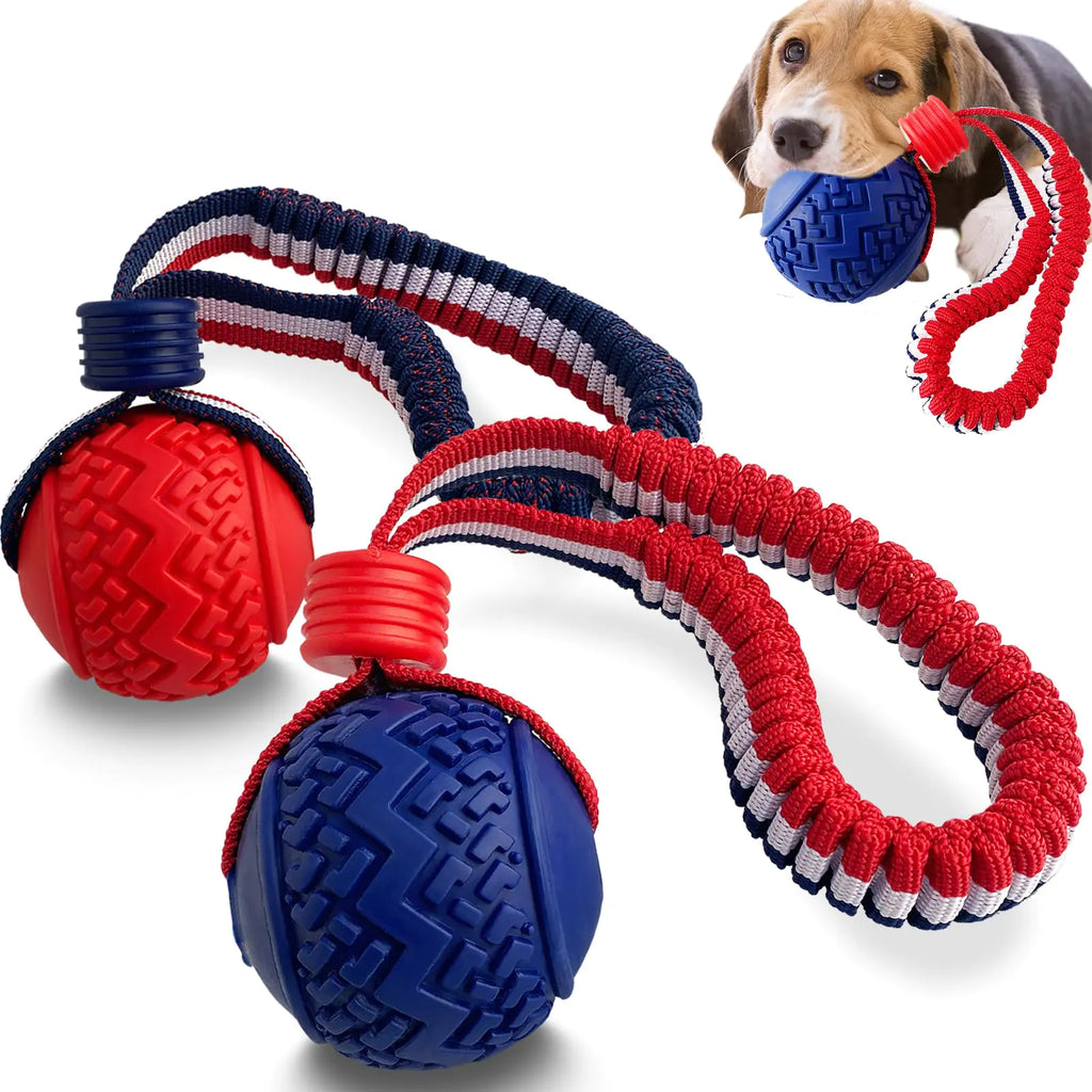 WIDJOQI Pet Ball Dog Toy Ball Toy Dog Ball with Rope pet Interactive Toy Rope Dog Ball Toy Throwing Toy Ball Small and Medium-Sized Dogs Tough Rope Durable Dog Ball TPR Rubber Ball (LTQ)d
