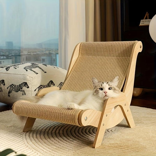 2-In-1 Cat Hammock And Scratching Post Durable Linen Rope Pet Rest