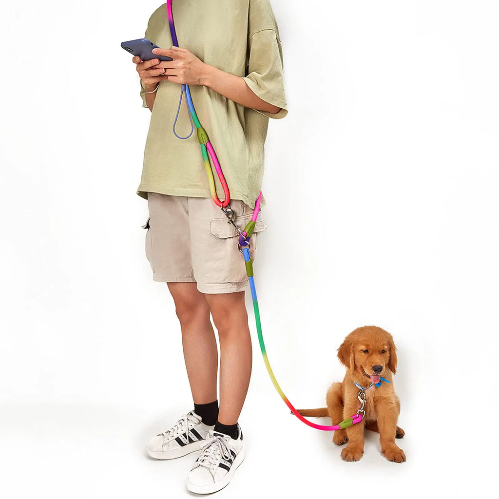 Hands Free Dog Leash Rope 8.5ft Crossbody Dog Leash for Large Medium Small Dogs Walking Jogging and Running Colorful