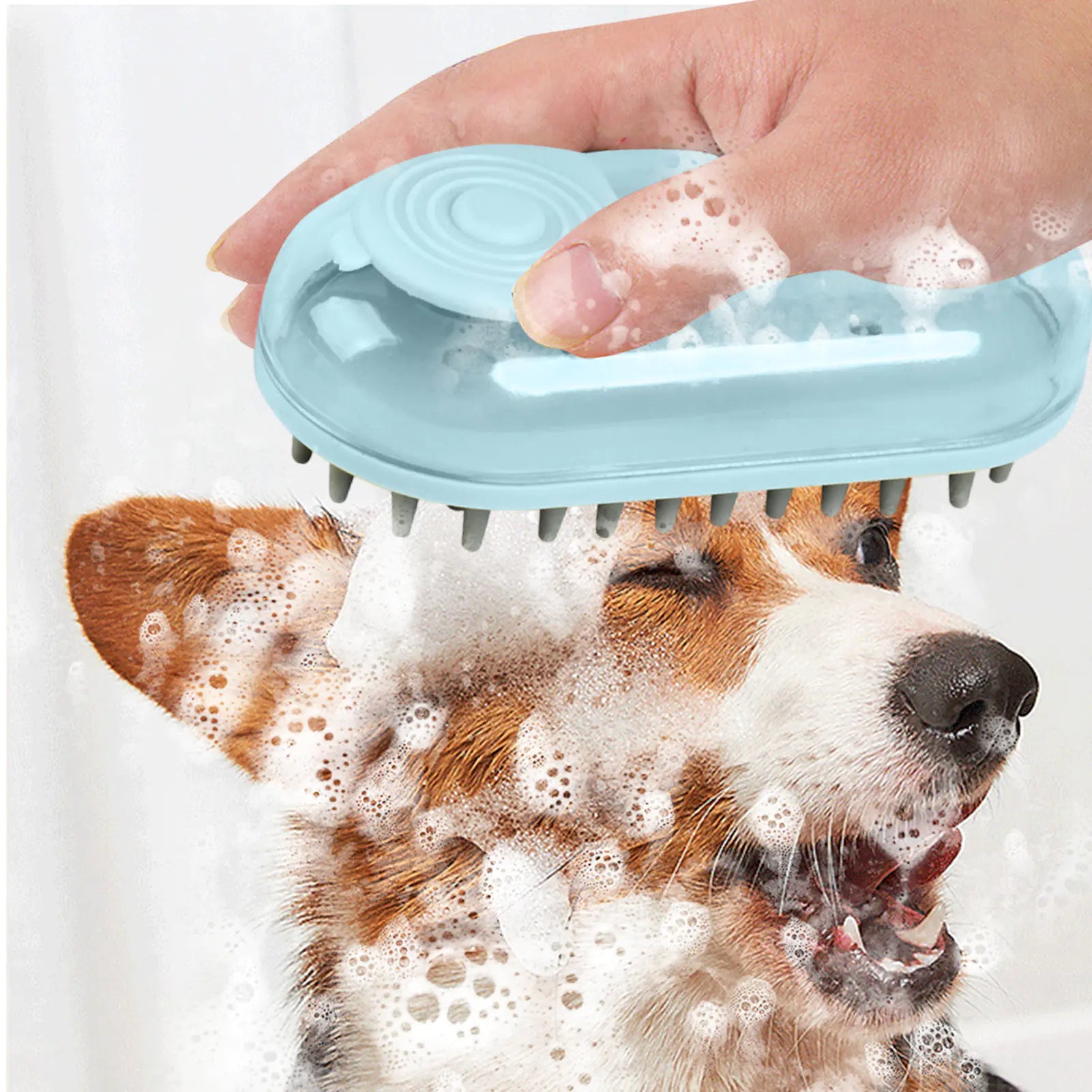 Silicone Bath Brush for Dogs with Shampoo Dispenser