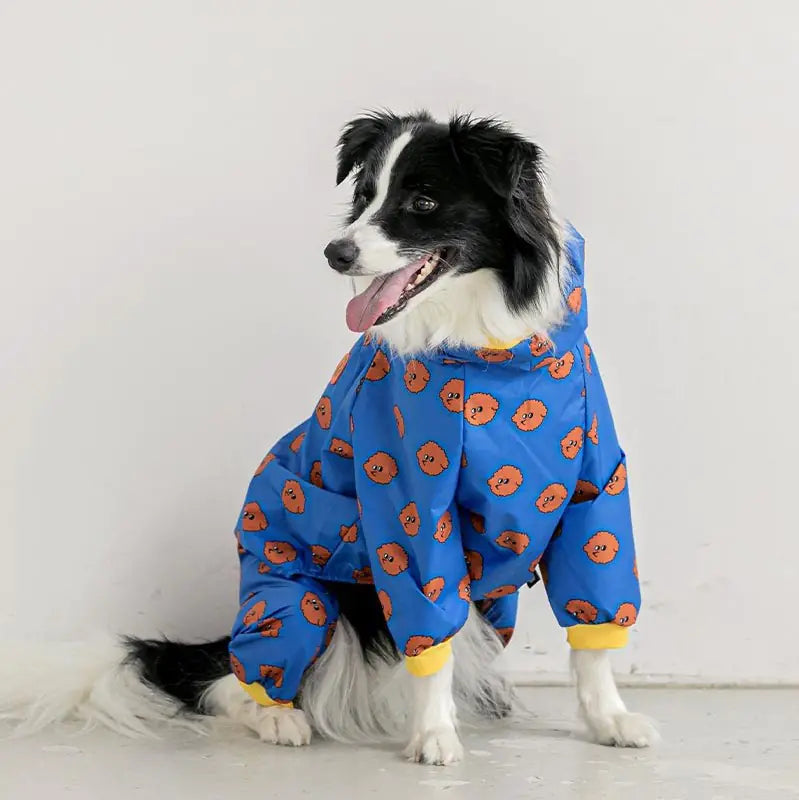Hooded Raincoat for Dogs - Fashionable Four-Legged Design