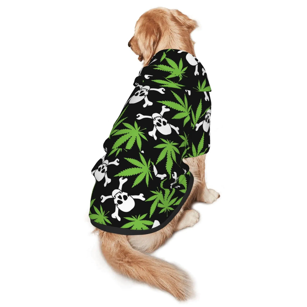 Skull Weed Leaf Dog Hoodies，Dog Clothes with Pocket and Hat Winter Clothes Sweaters for Medium Large Dogs Girl Boy Pets Clothes Outfits